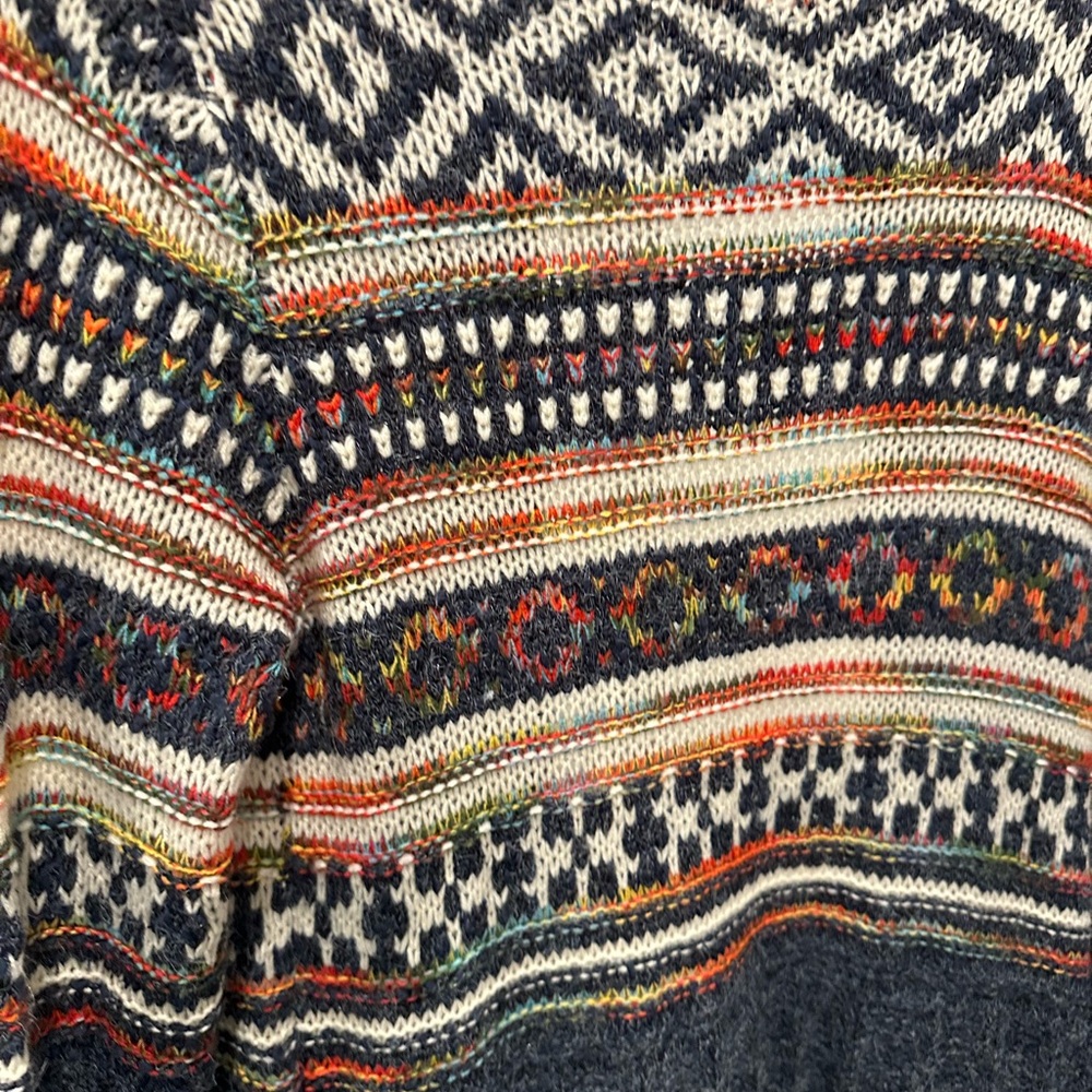 Boho Fringe Cardigan Southwestern Fair Isle Knit Sweater Adora S/M - Picture 7 of 7